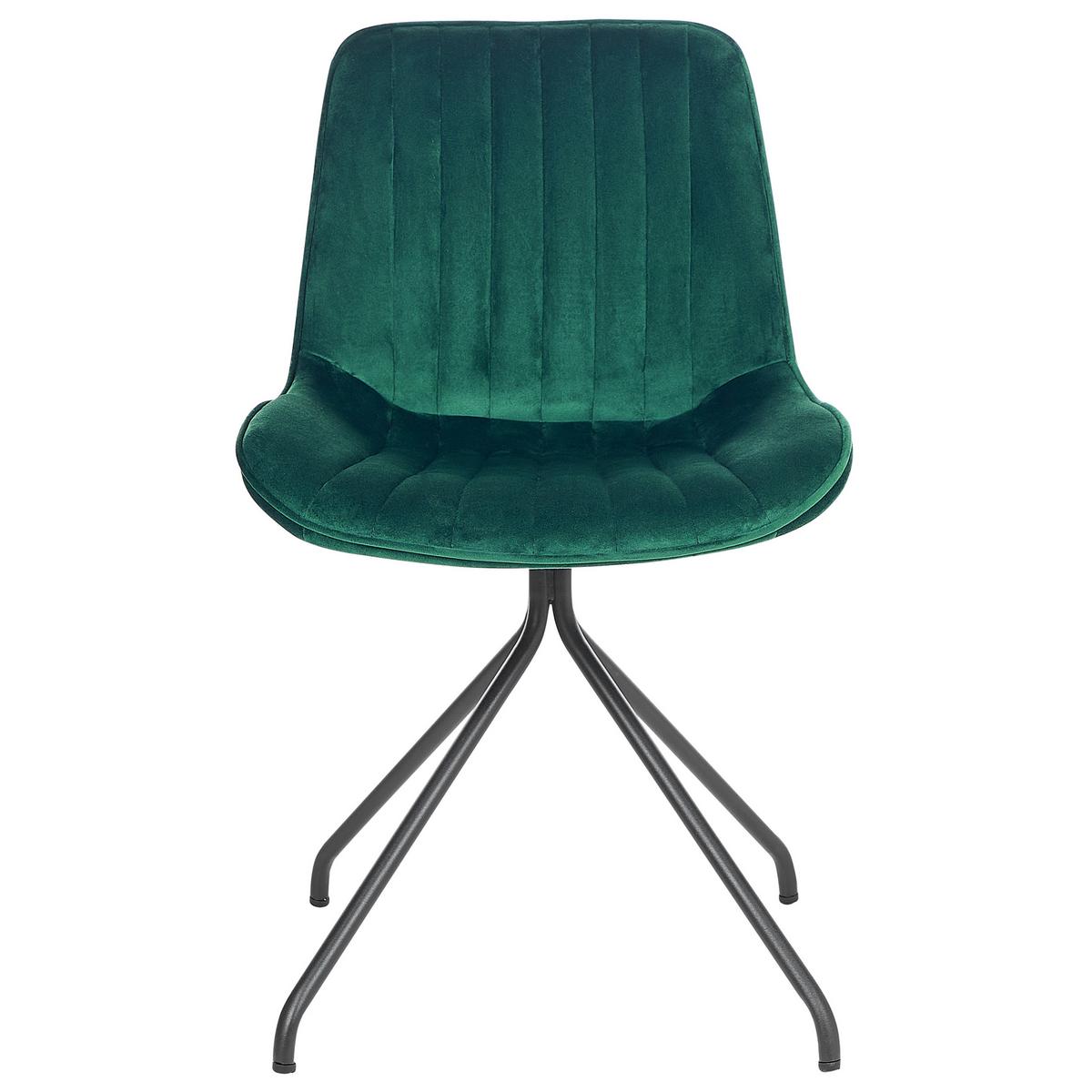 ESSZIMMERSTUHL 2er-Set Samtstoff Grün Navasota - Grün, Textil/Metall (47/83/62cm) - Beliani