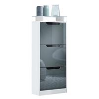 SCHUHSCHRANK Space Grau Hochglanz - Grau, Holzwerkstoff (46/128/23cm) - Vladon