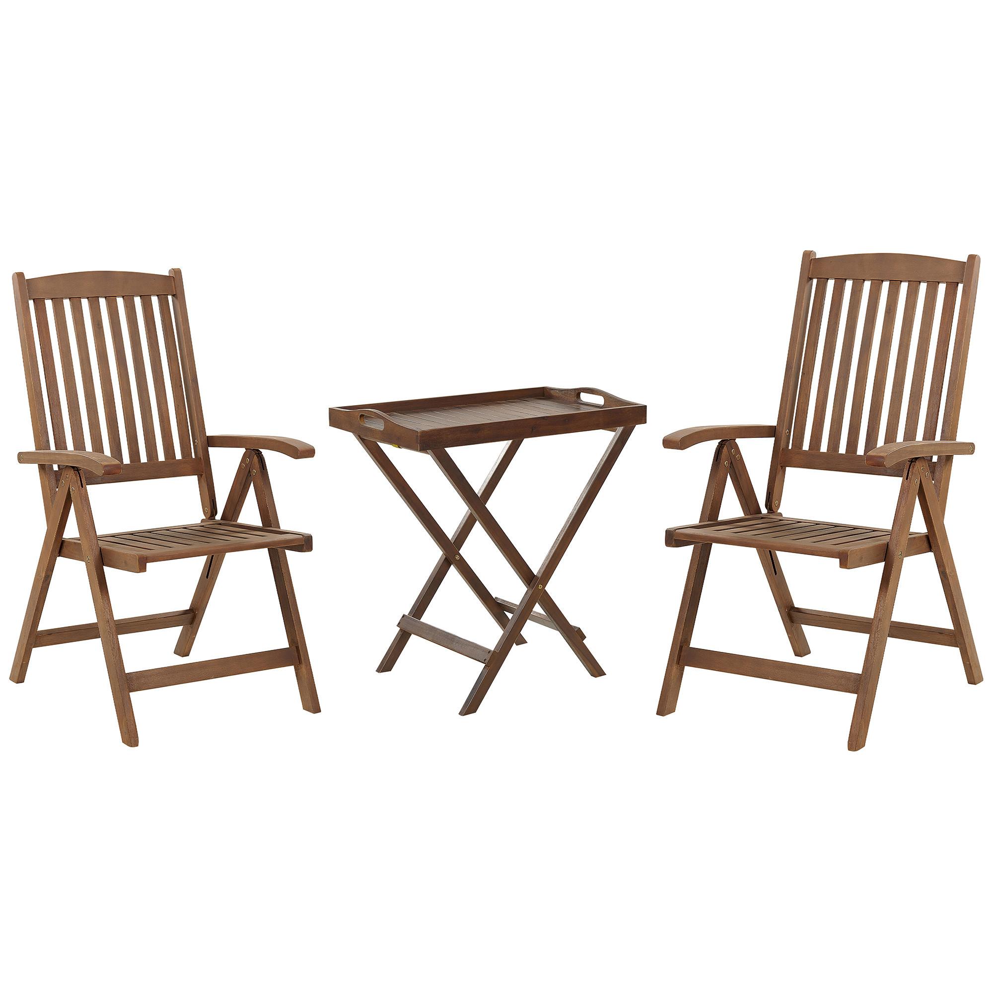BALKONSET 2-Sitzer Akazienholz dunkelbraun verstellbar Amantea - Dunkelbraun, Holz - Beliani