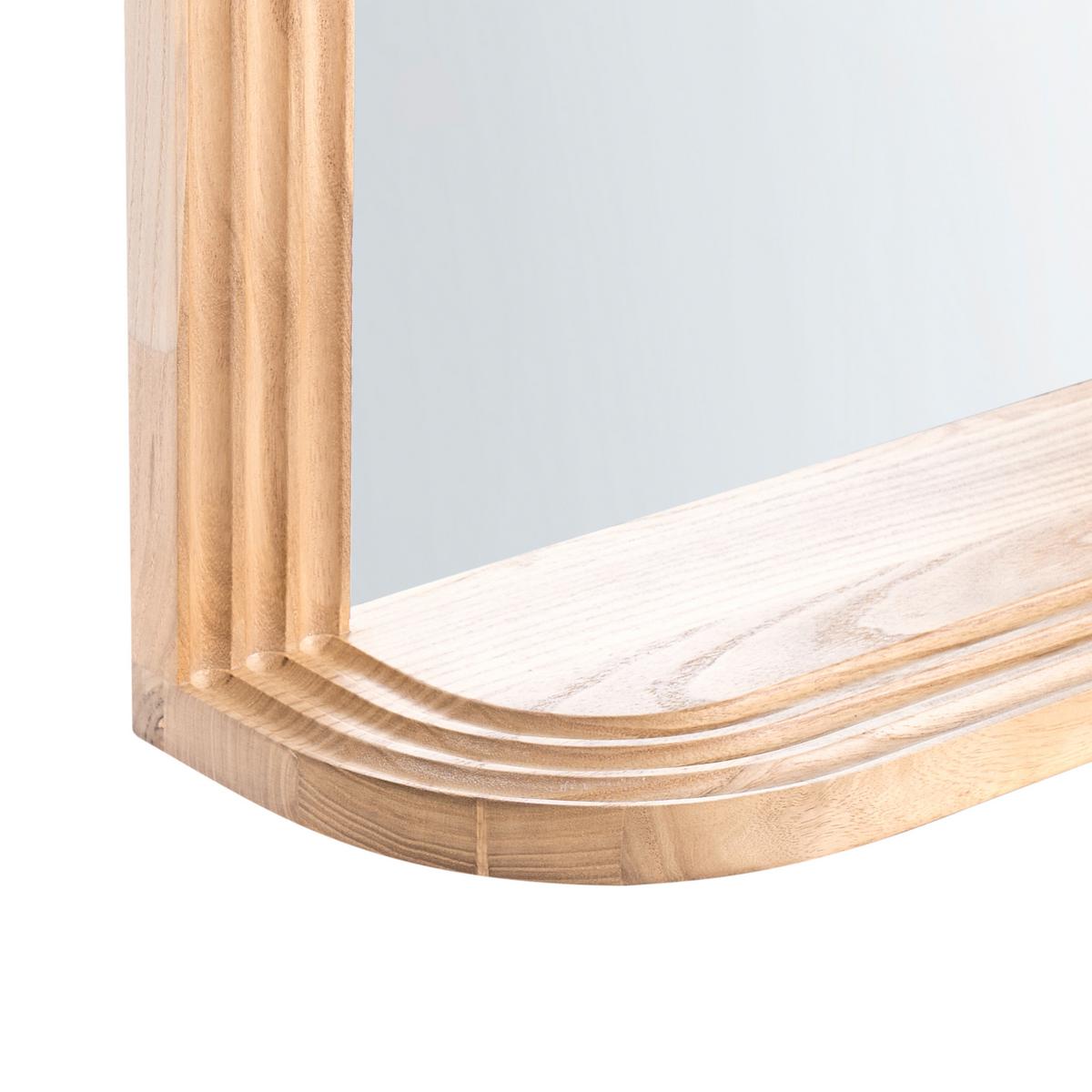 WANDSPIEGEL mit Ablage 62/85 cm Paulownia-Holz Braun Riscle - Braun, Holz (62/85/20cm) - Beliani