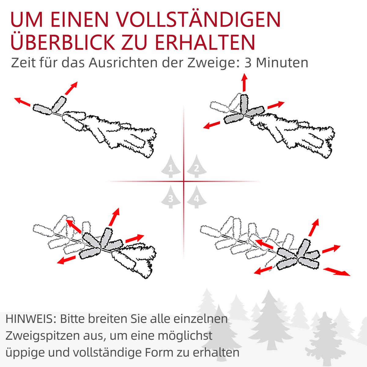 107 cm Künstlicher Weihnachtsbaum, 2er-Set mit 100 LED-Lichten flammhemmend - Weiß/Grün, Kunststoff/Metall (107cm) - HOMCOM