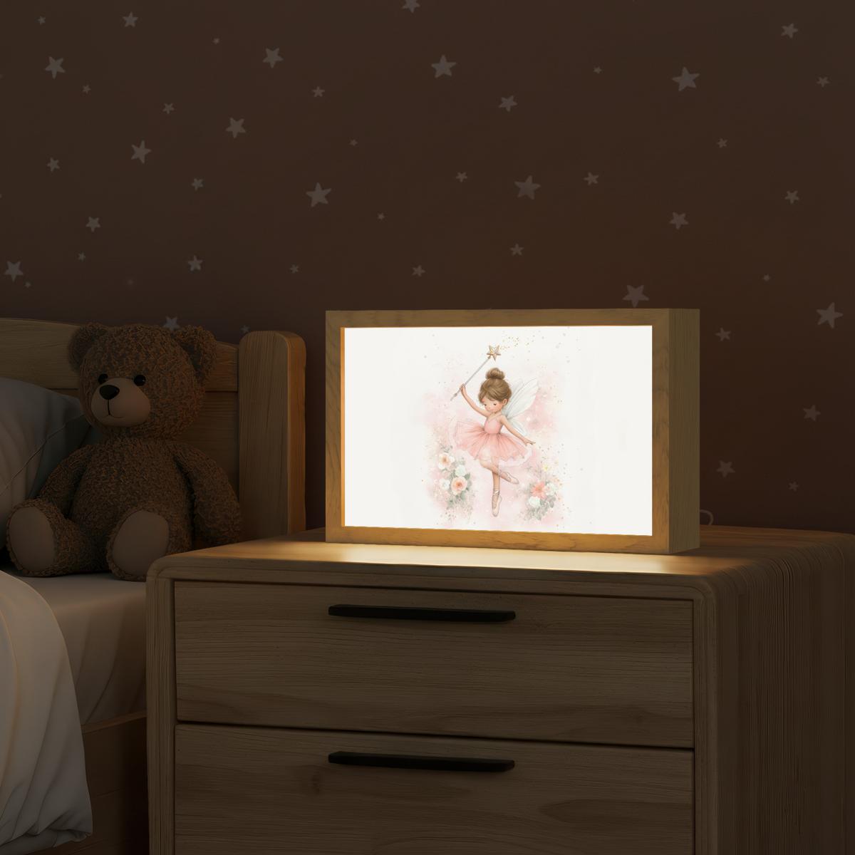 NACHTTISCHLAMPE Ballerina - Fee - Blumen - Rosa 30x20 cm - Rosa, Holzwerkstoff (8/30/20cm) - OnlyWow