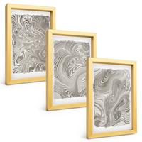 BILDER SET 3er Set - 20x30 cm Goldrahmen - Moderne Formen Malerei - Goldfarben, Kunststoff (20/30cm) - TULUP