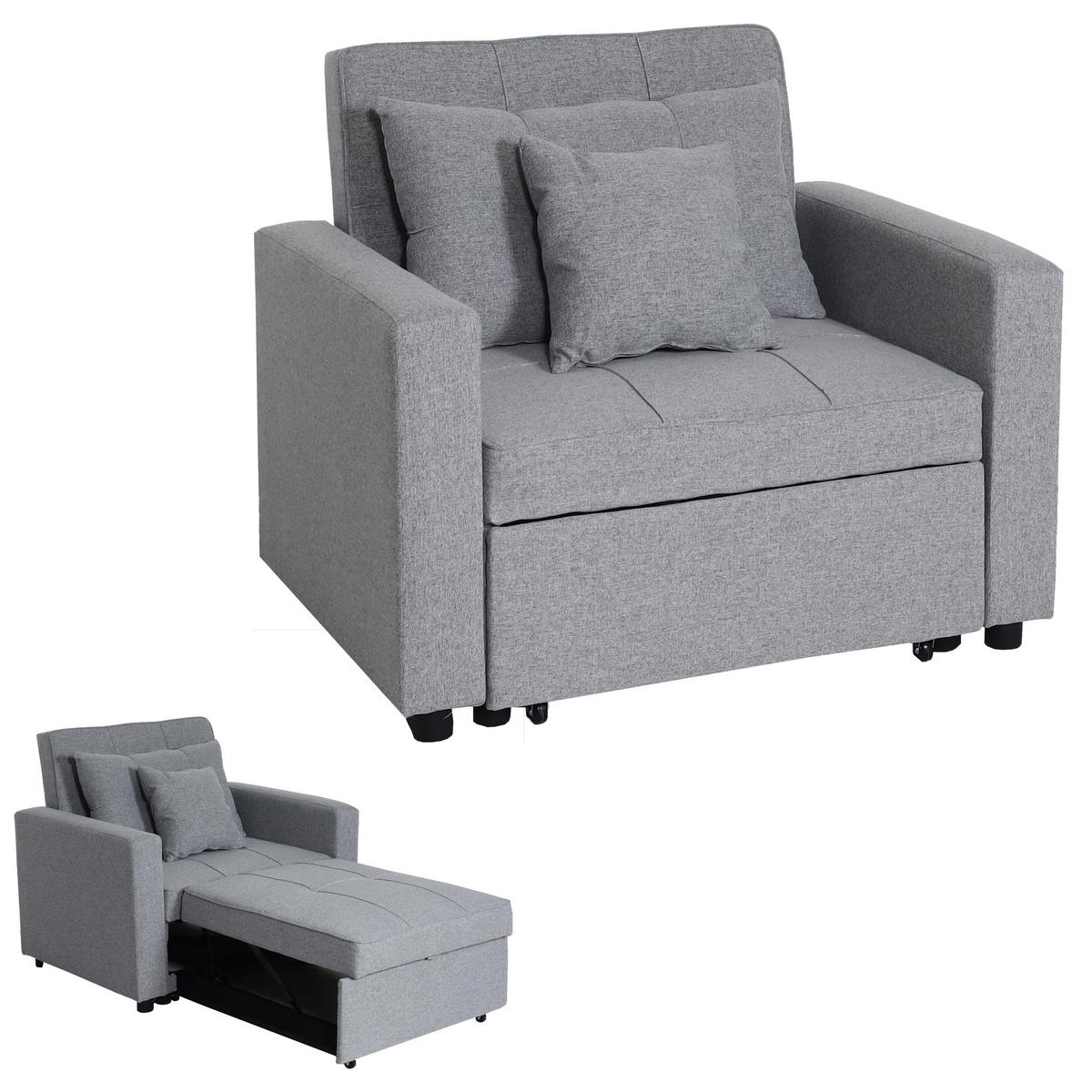 SCHLAFSESSEL Grau - Hellgrau, Textil (101/90/197cm) - MCW