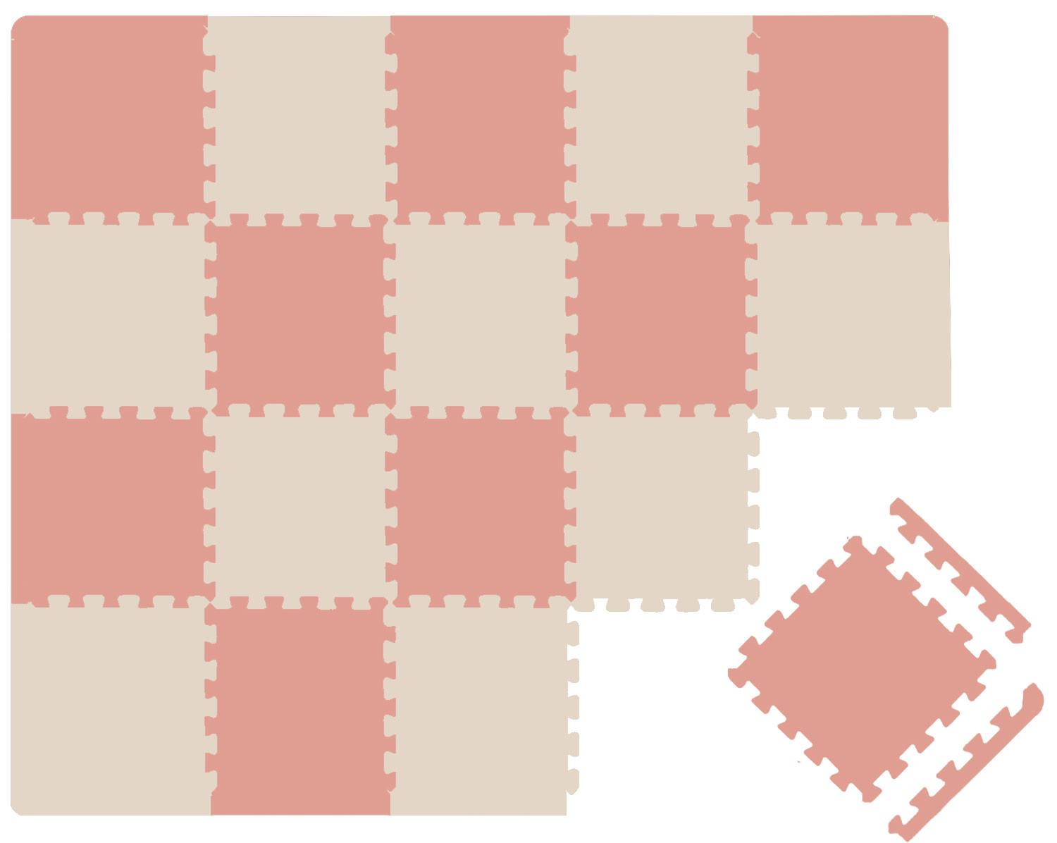 SPIELMATTE mit Rand - 180/90/1 cm Puzzlematte Rosa Beige - Rosa, Kunststoff (30/30cm) - Littletom