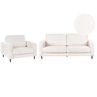 SOFA-SET 4-Sitzer Bouclé Weiß Savalen - Schwarz/Weiß, Textil (204/87/91cm) - Beliani