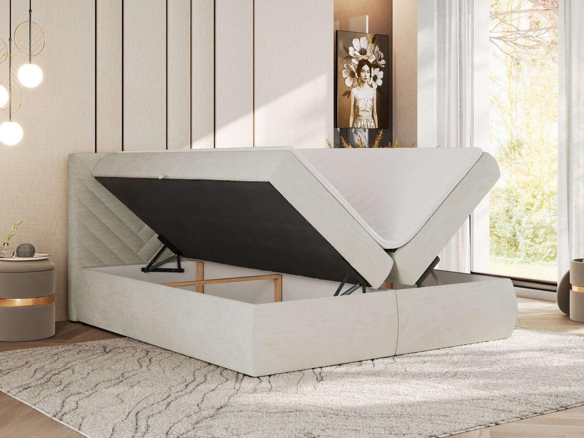 BOXBETT AVERTA 140/200 - Creme Schenille glatt - H4 - Creme, Textil (140/200cm) - MKS