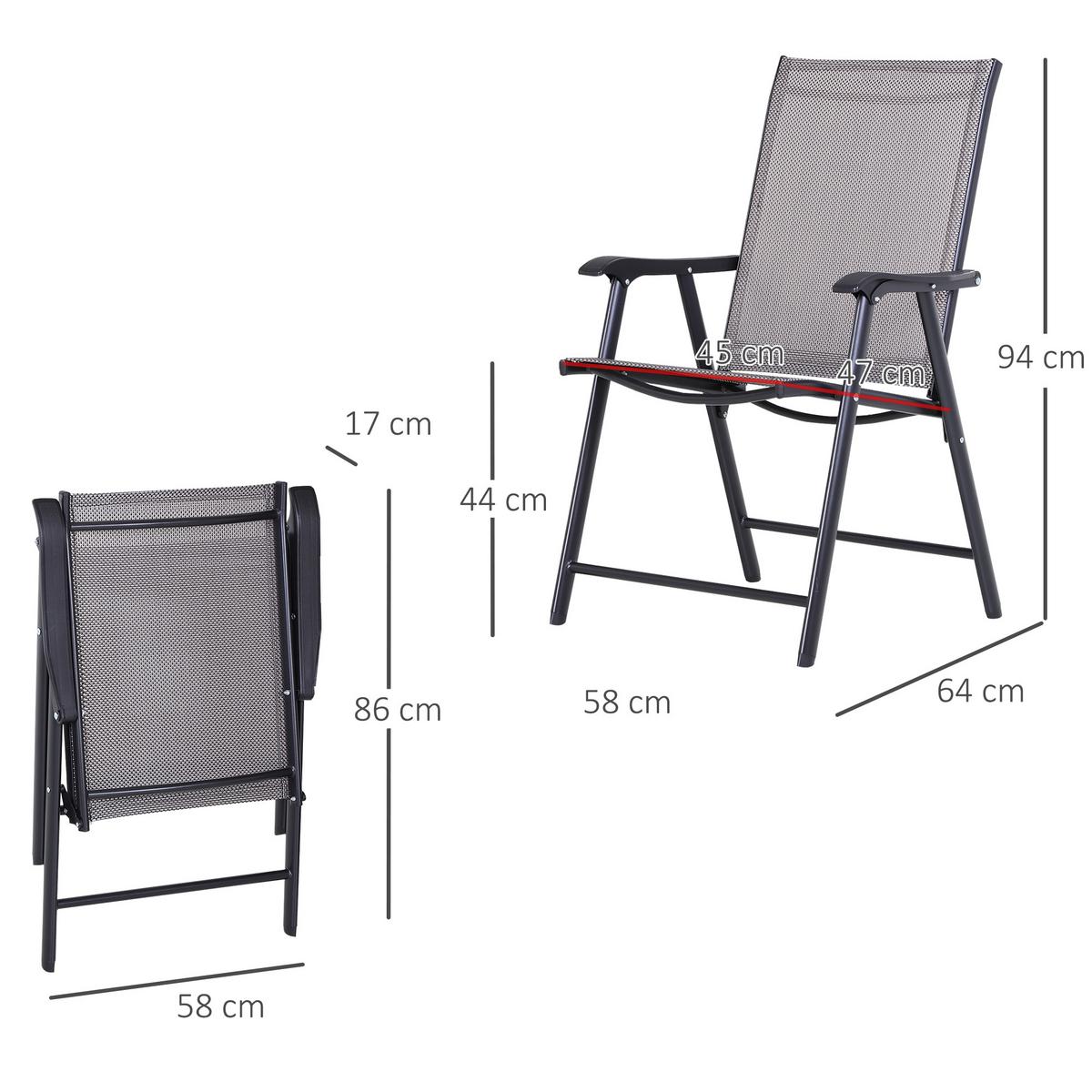 KLAPPSTUHL, Metall, Texteline, Grau - Grau, Metall (64/94/58cm) - Outsunny