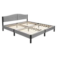 POLSTERBETT 180x200 cm Grau mit Lattenrost und Leinenstoff - Grau, Holzwerkstoff/Textil (180/200cm) - ML-DESIGN