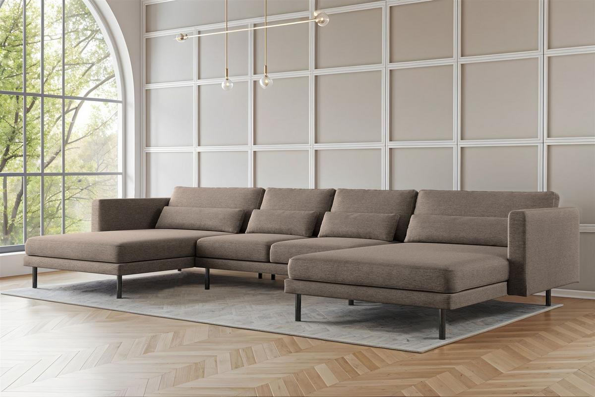 WOHNLANDSCHAFT Agada In Verita - Braun, Holzwerkstoff/Textil (391/83/174cm) - Fun Möbel