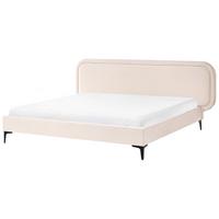 BETT mit Lattenrost 180/200 Samtstoff Hellbeige Suzette - Beige, Textil (180/200cm) - Beliani