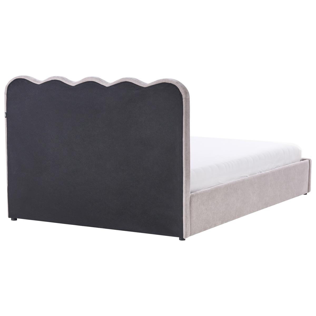 BETT mit Stauraum 140/200 cm Chenillegewebe Taupe Nanterre - Taupe, Textil (140/200cm) - Beliani