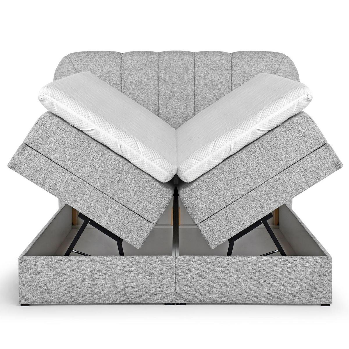 BOXSPRINGBETT Romeo mit elektrischer Matratzenverstellung, 160x200 cm, Hellgrau - Hellgrau, Textil (160/200cm) - Beautysofa