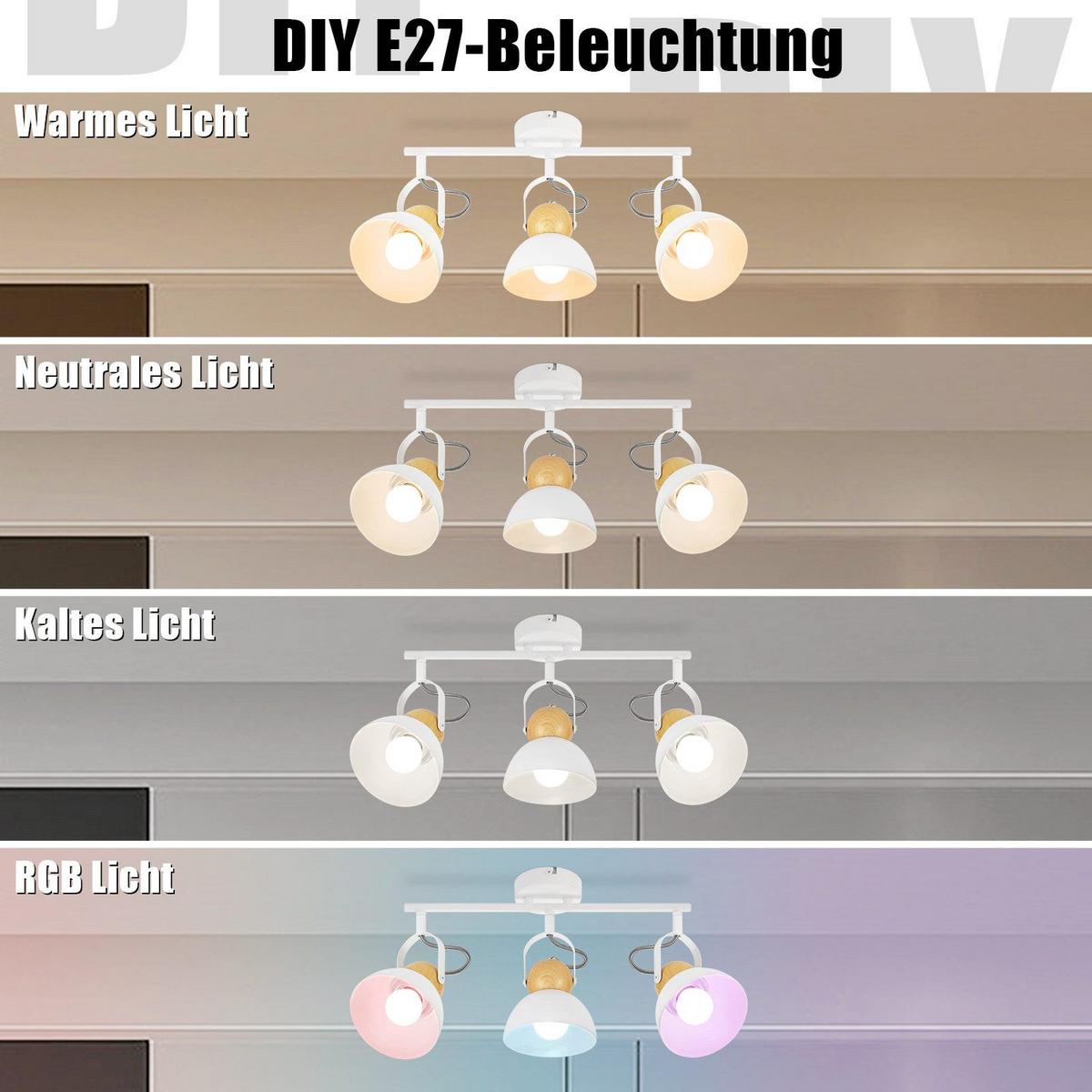 DECKENSTRAHLER Fox 3-flammig 46/21/15 cm - Weiß, Metall (46/21/15cm) - Nettlife