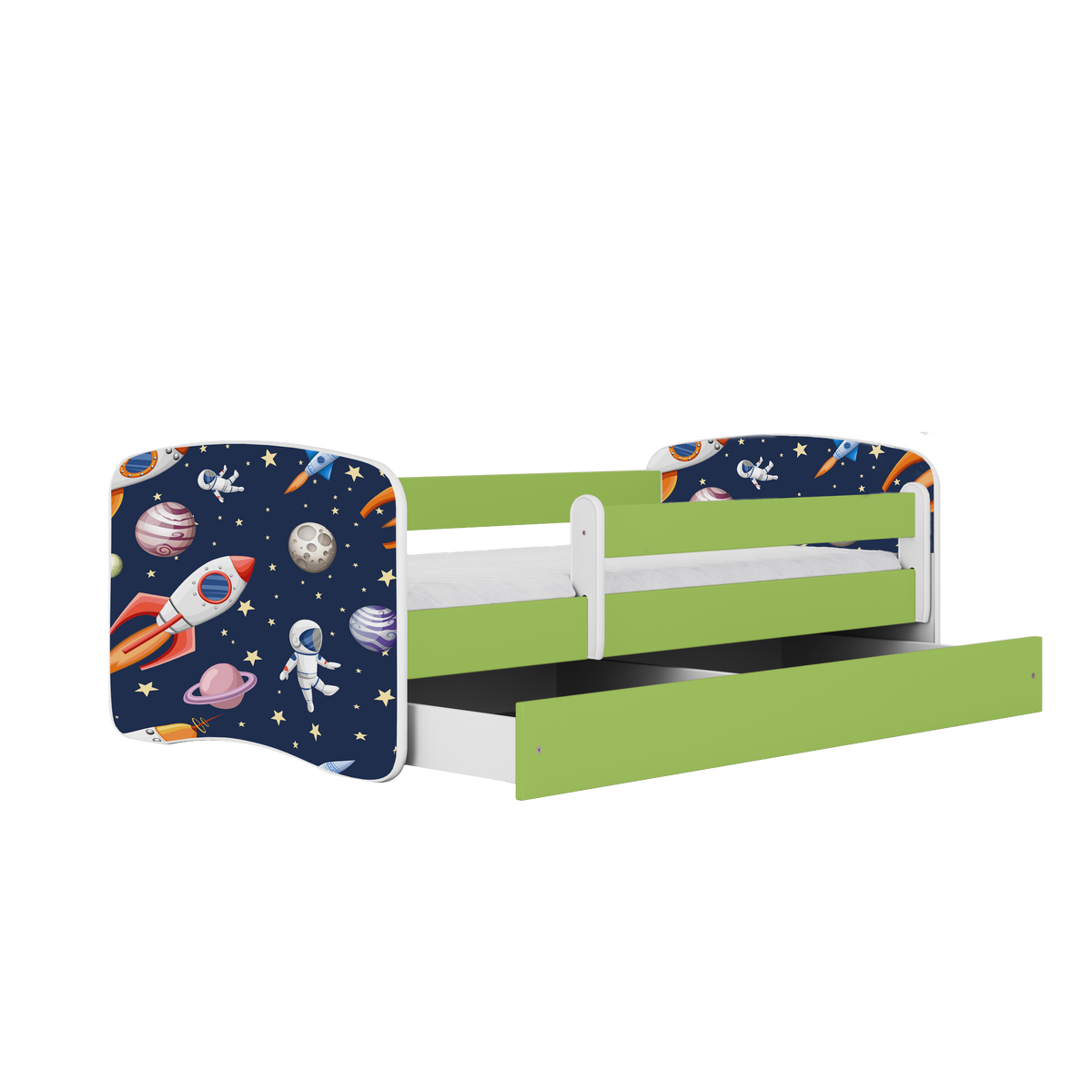 KINDERBETT Kosmos mit Schublade 160/80 90/61/164 - Grün, Holzwerkstoff (80/160cm) - RAUMHIRSCH FURNITURE