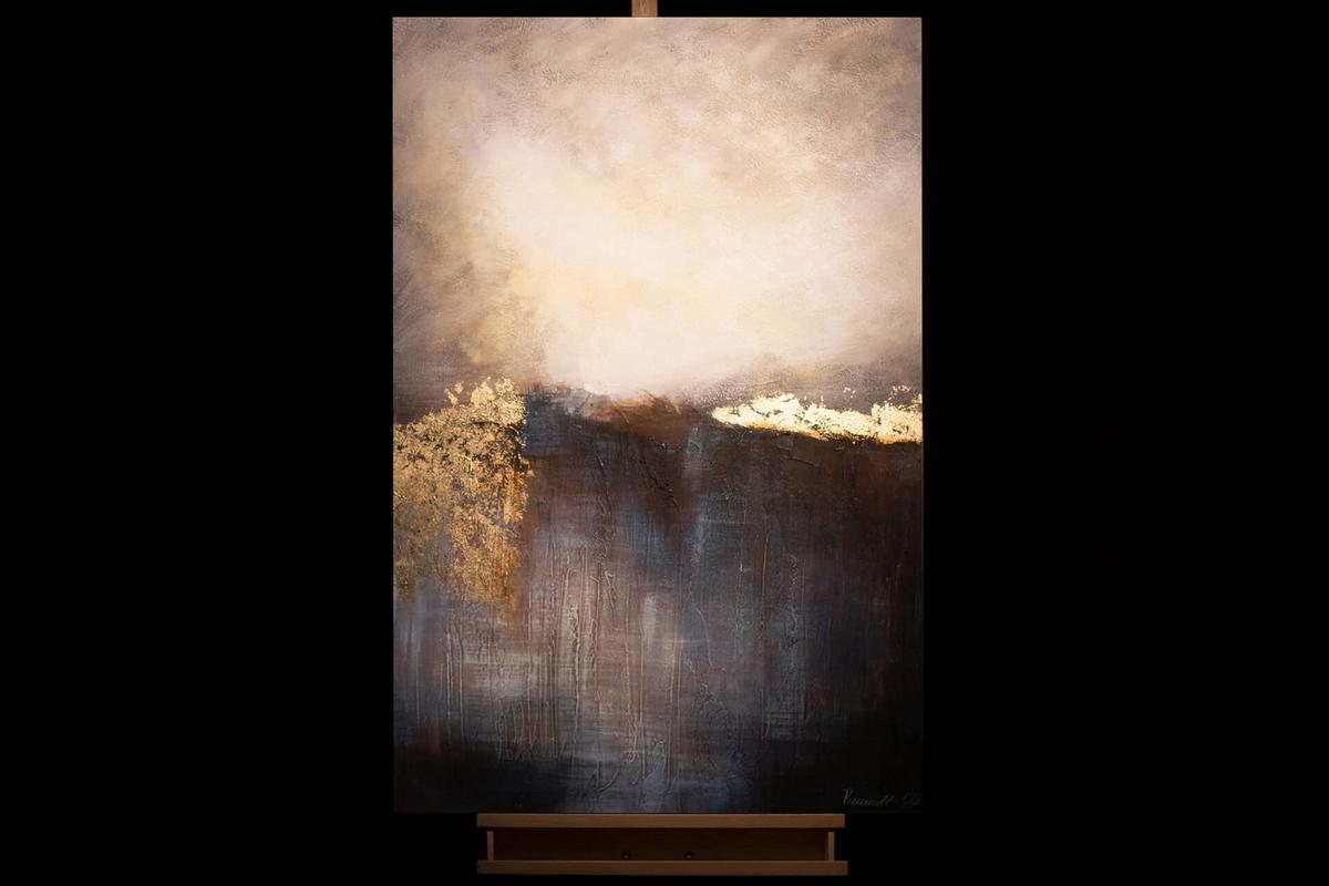 ACRYLBILD HANDGEMALT 80/120 cm - Blau, Holz/Textil (80/120cm) - KUNSTLOFT
