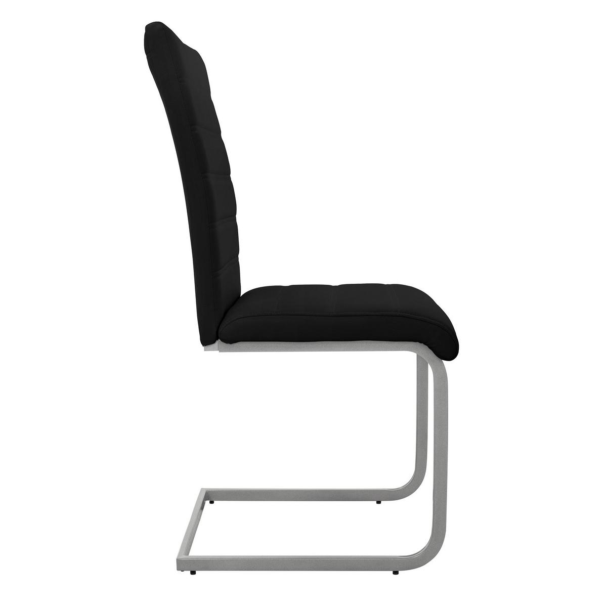 SCHWINGSTUHL 4er Set Schwarz Kunstleder - Silberfarben/Schwarz, Metall (40/102/57cm) - ML-DESIGN
