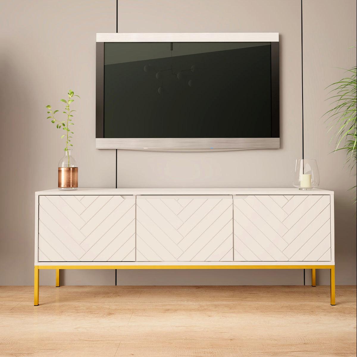 TV-MÖBEL Daria Weiß - Weiß, Holzwerkstoff (151/77/39cm) - Petits-meubles