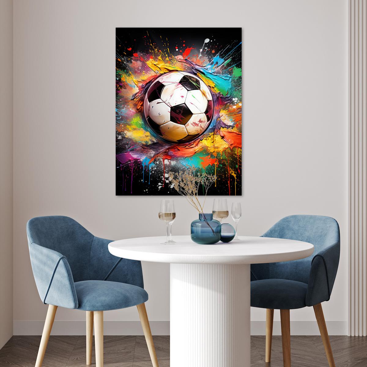 POSTER Fußball - Farbe - Farben - Schwarz - Weiß Deko Wohnzimmer 60x80 cm - Weiß, Papier (60/80/0.1cm) - MuchoWow