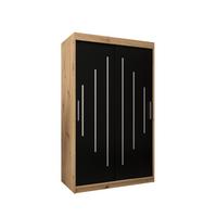 SCHWEBETÜRENSCHRANK 200/120/62 2-türig - Silberfarben/Schwarz, Holz/Kunststoff (120/200/62cm) - Abiks Möbel