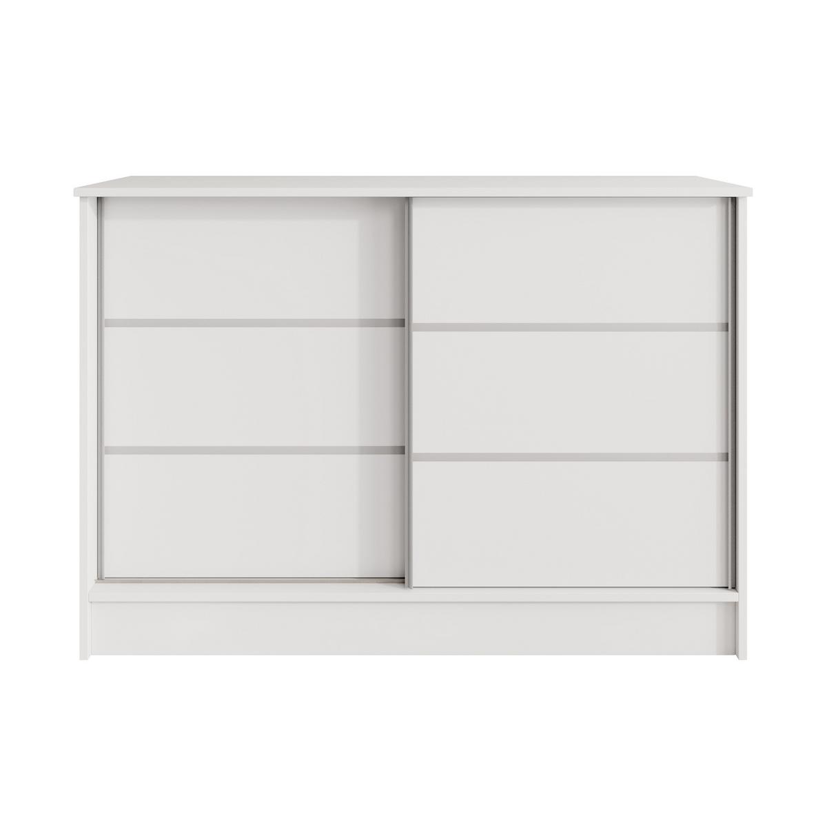 KOMMODE Mirela mit 2 Schiebetüren 120 cm, Weiß - Weiß, Holzwerkstoff (121/85/43.5cm) - Beautysofa