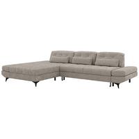 ECKSOFA ALVENO L - Hellgrau Schenille glatt - Links Seite - Hellgrau/Schwarz, Textil/Metall (218/344cm) - MKS
