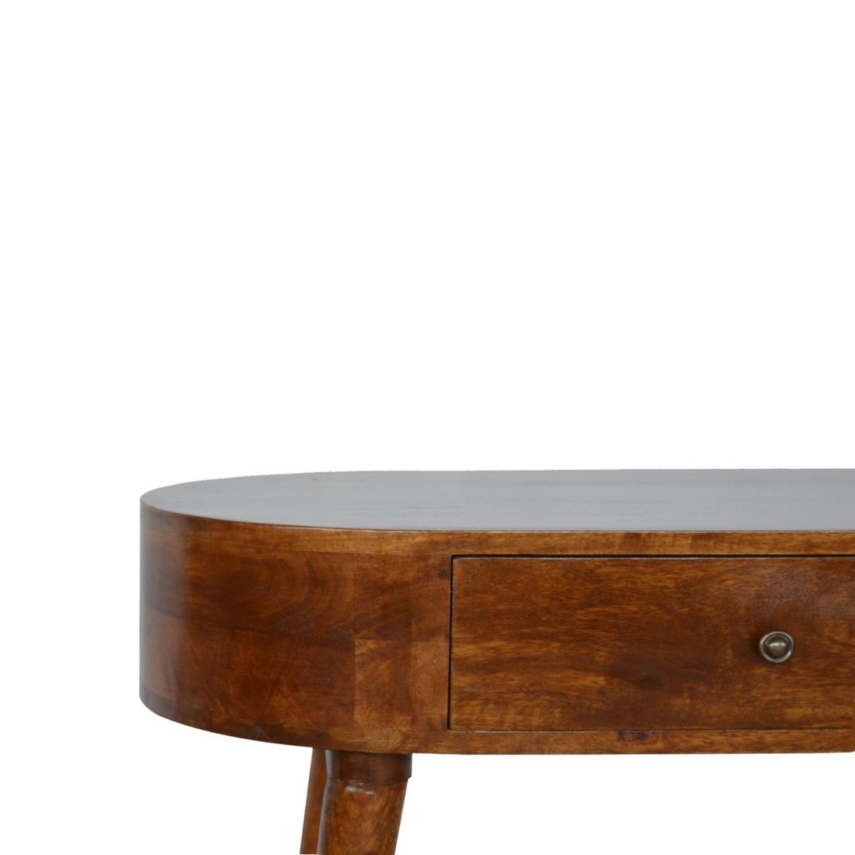 KONSOLENTISCH im Kastanienholz-Finish aus MassivholZ, 1 Schublade, Nordische Beine - Messingfarben/Braun, Holz/Metall (40/80/78cm) - Artisan Furniture