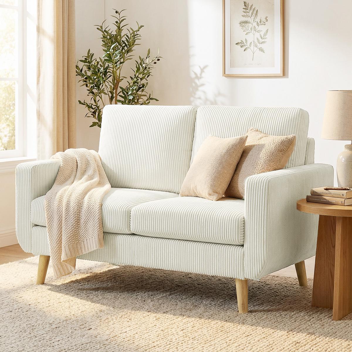 SOFA Nythiv 134/74/84cm - Creme, Textil (74/84/134cm) - ZMH