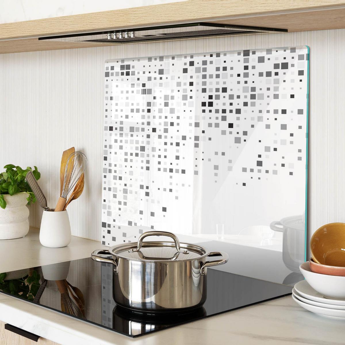 GLASPLATTE 60x52 cm Abstrakte Quadrate - Grau, Glas (60/0.4/52cm) - TULUP