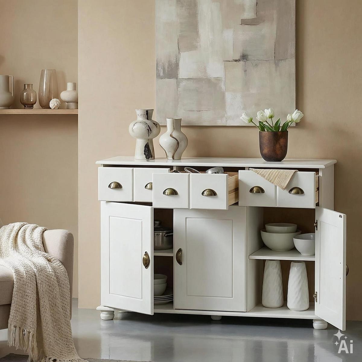 APOTHEKERKOMMODE COLMAR weiß - Weiß, Holz (134/80/39cm) - IDIMEX