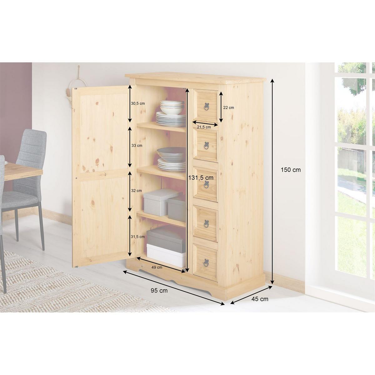 KOMMODE TEQUILA gebeizt/gewachst - Kieferfarben, Holz (95/150/45cm) - IDIMEX