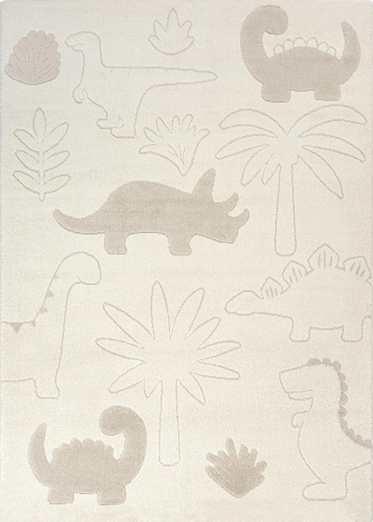 KINDERTEPPICH Kurzflor Dinosaurier CANAZEI Polypropylen Creme 120 x 120 cm - Beige, Textil (120/120cm) - KADIMA DESIGN