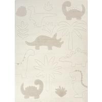 KINDERTEPPICH Kurzflor Dinosaurier CANAZEI Polypropylen Creme 120 x 120 cm - Beige, Textil (120/120cm) - KADIMA DESIGN