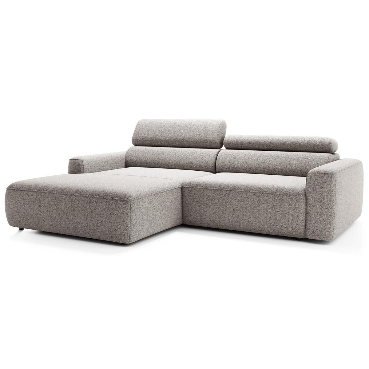 ECKSOFA Fando mit Schlaffunktion, L-Form, 4-Sitzer 252 cm, links Flechtstoff Greige - Taupe/Schwarz, Kunststoff/Textil (252/182cm) - Selsey