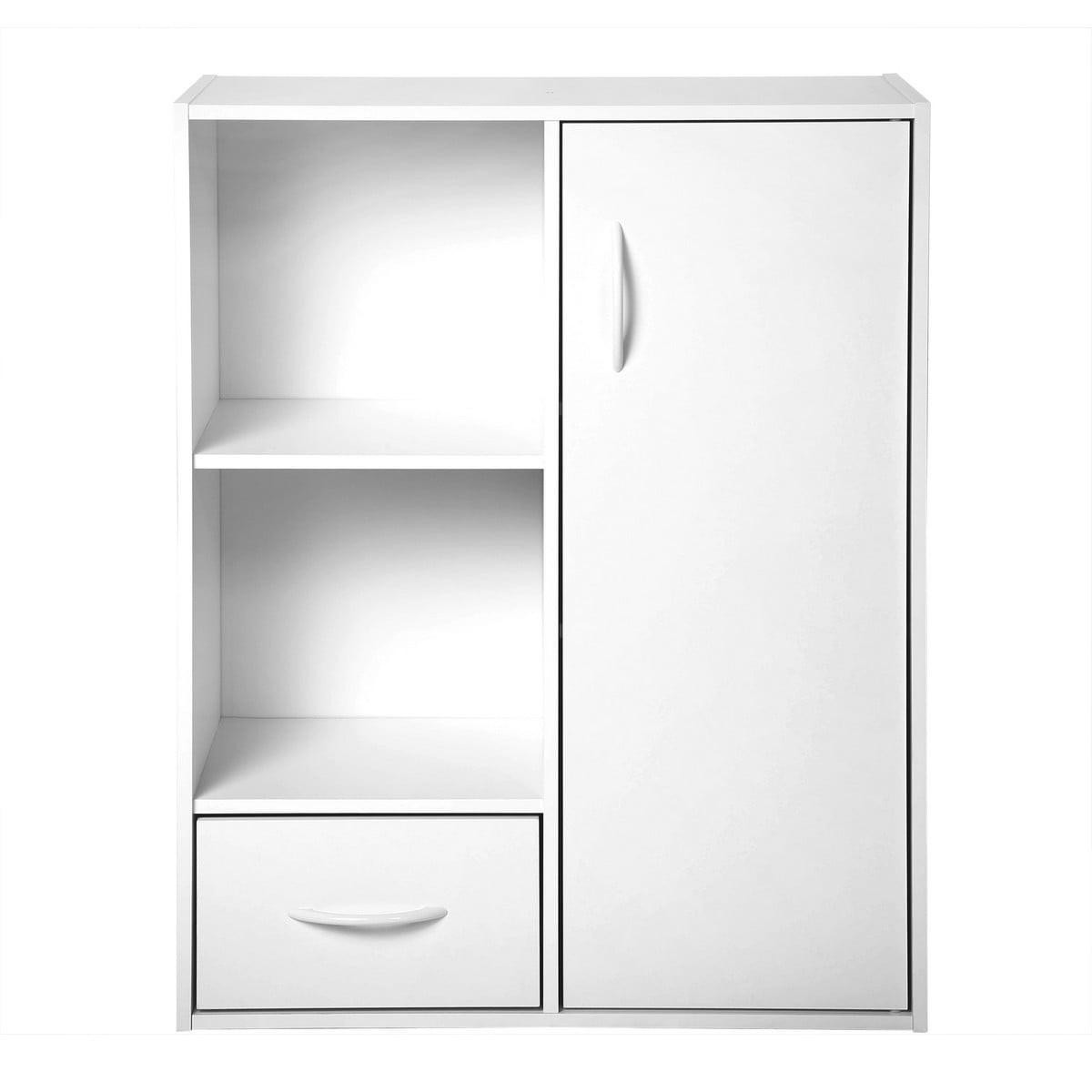 SCHRANK mit 2 Fächern, 1 Schublade und 1 Tür - Weiß, Holzwerkstoff (29.5/80/11cm) - Calicosy