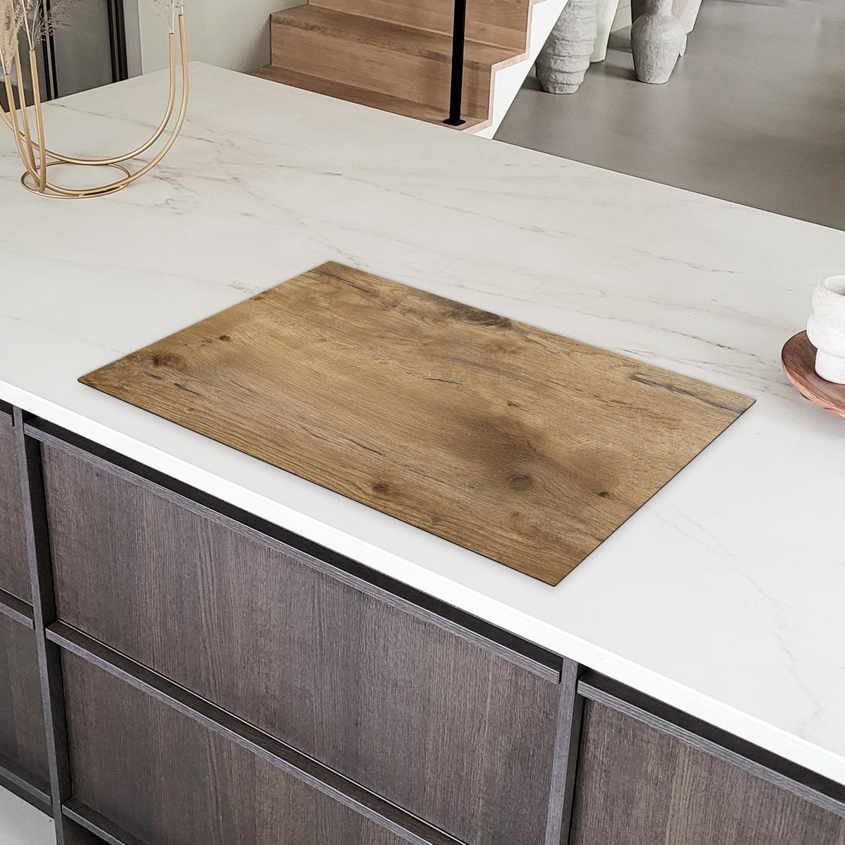 HERDABDECKPLATTE Holz - Braun - Holzoptik Induktionsmatte 83x51 cm - Eichefarben, Kunststoff (83/51.5/0.2cm) - MuchoWow