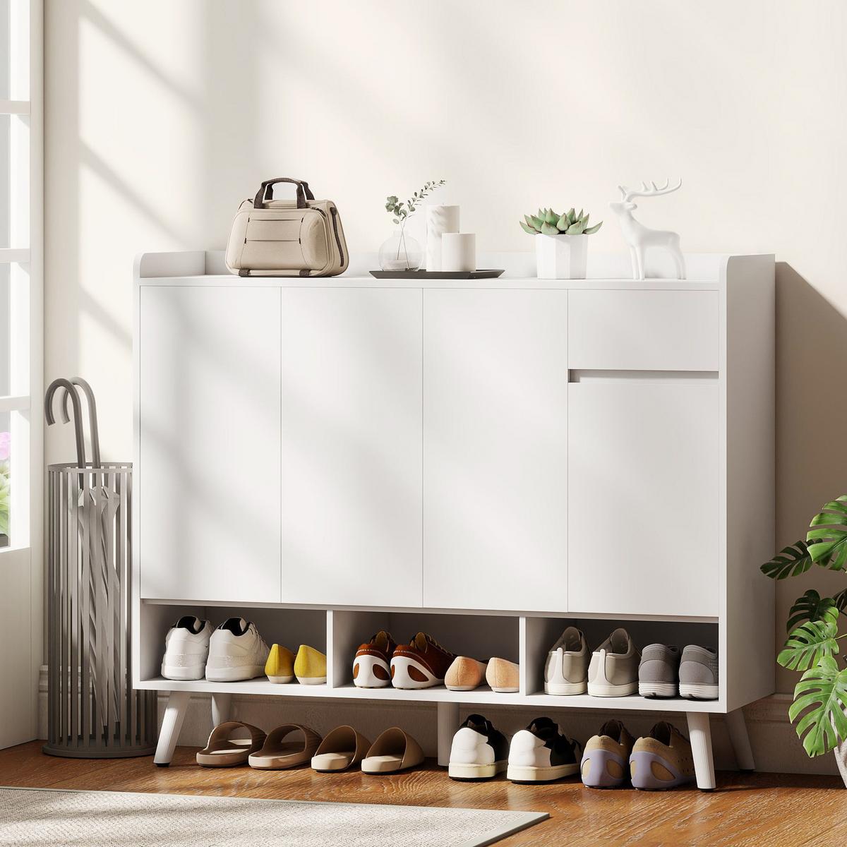 SCHUHSCHRANK MDF Kiefernholz Weiß - Weiß, Holz/Holzwerkstoff (35/100/120cm) - HOMCOM