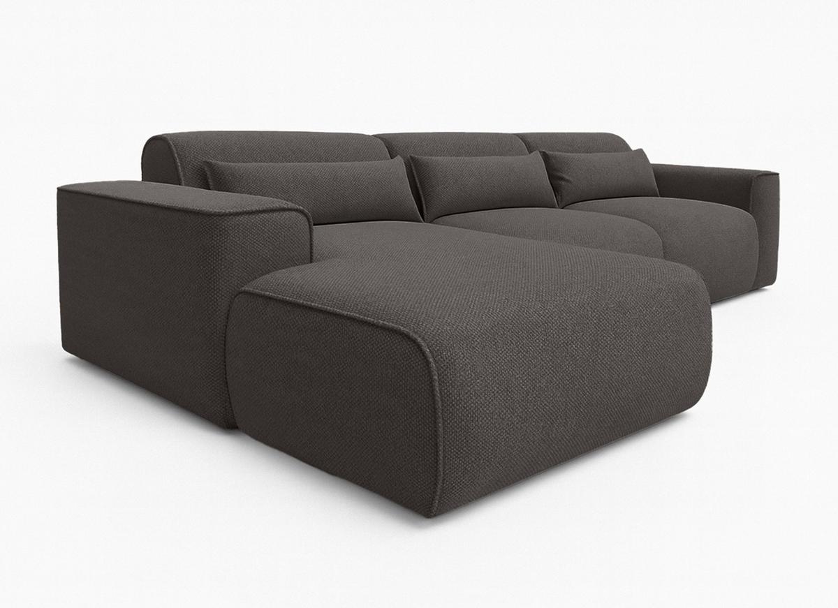 ECKSOFA L Form Ruyam Grau 310/165/78 cm – Schlaffunktion Links - Schwarz/Grau, Kunststoff/Textil (170/310cm) - AX Living