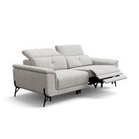 SOFA RELAX AVENA 3-Sitzer, beiger Veloursstoff - Beige/Schwarz, Holz/Textil (204/80/108cm) - Courtois Laville