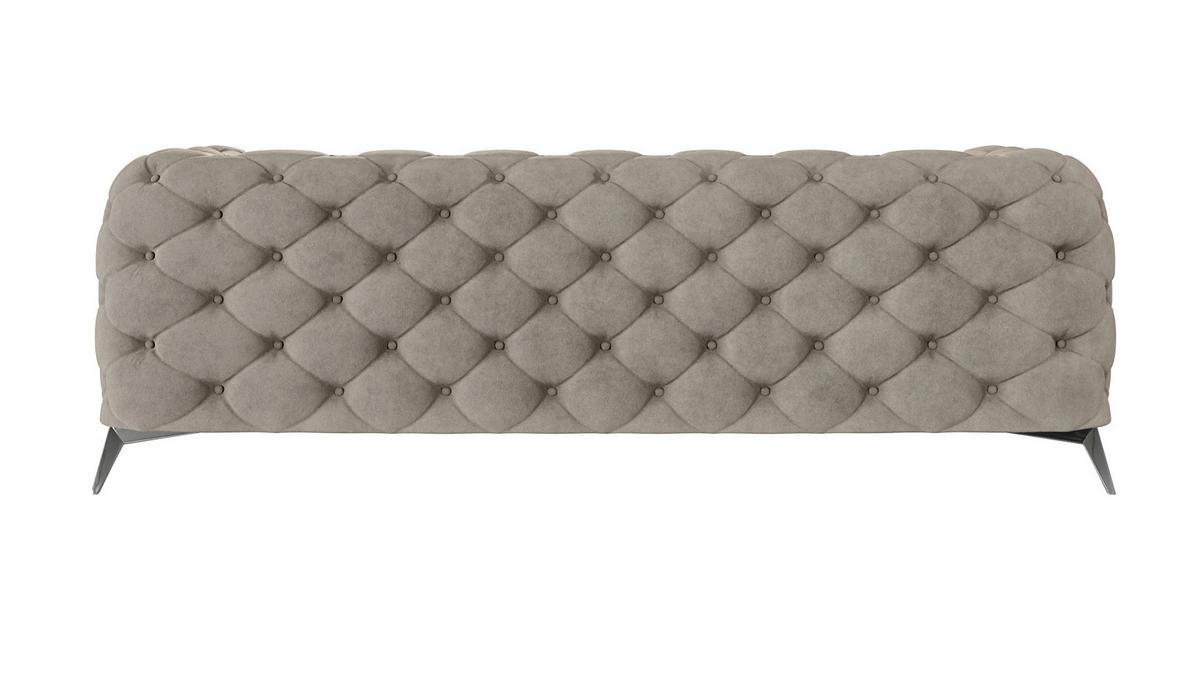 CHESTERFIELD-SOFA 3-Sitzer Laura Dunkle Creme Samt - Silberfarben/Creme, Holz/Textil (225/75/100cm) - S-Style Möbel