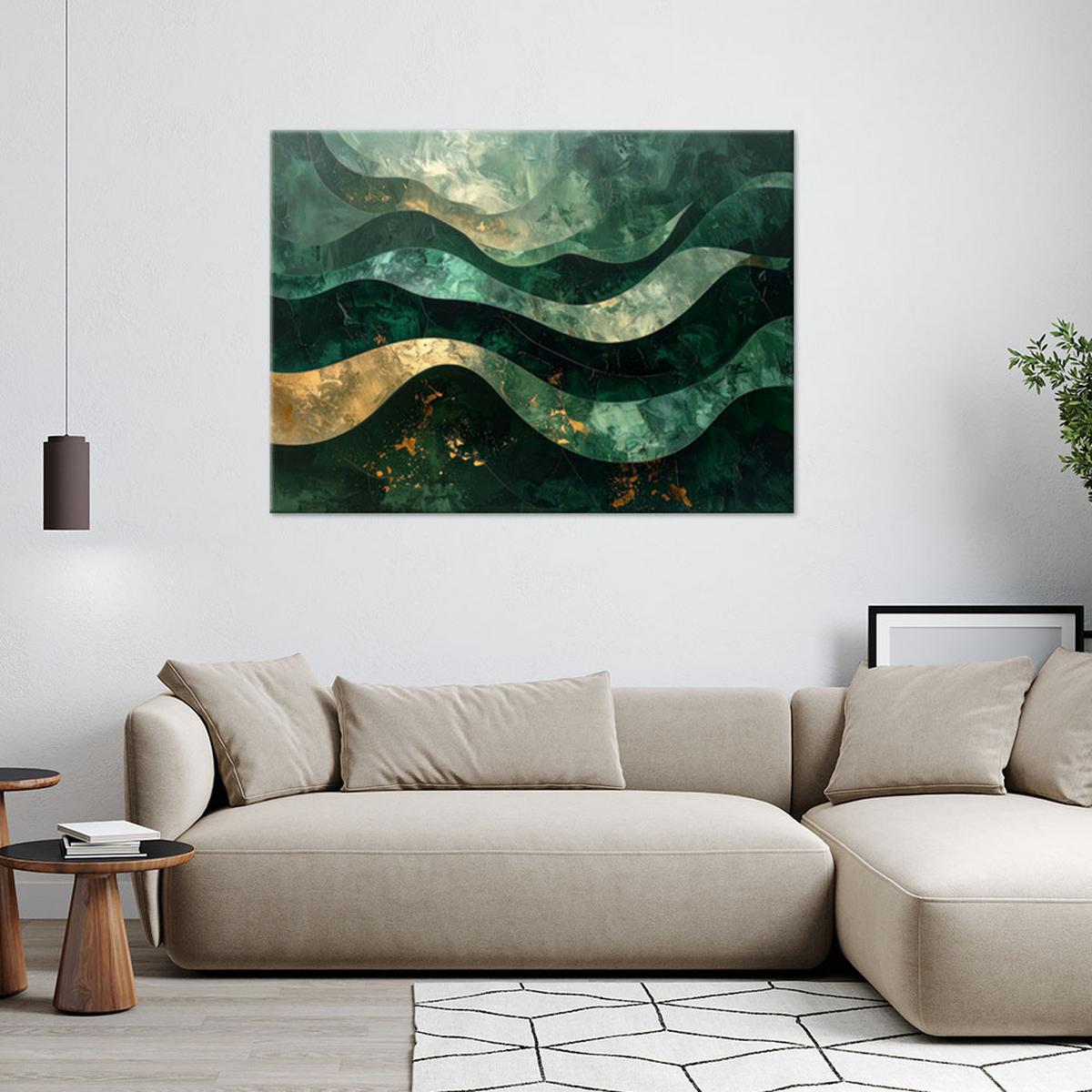 LEINWANDBILD Abstraktion 120x80cm - Grün, Textil (120/80cm) - Feeby