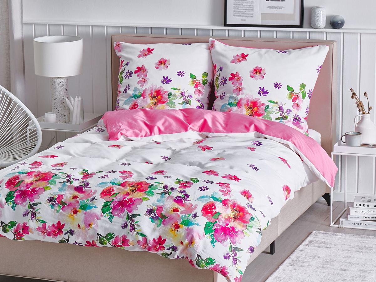 BETTWÄSCHE SET Larynhill 155x220 cm - Weiß, Textil (155/220cm) - Beliani