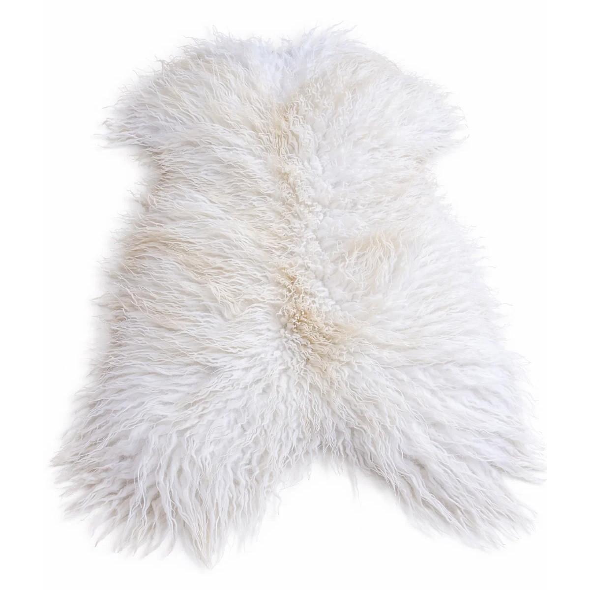 LAMMFELL Island Langhaar natur lockig weich Premium Naturweiß ca. 125 cm - Weiß, Fell (70/125cm) - Provellus