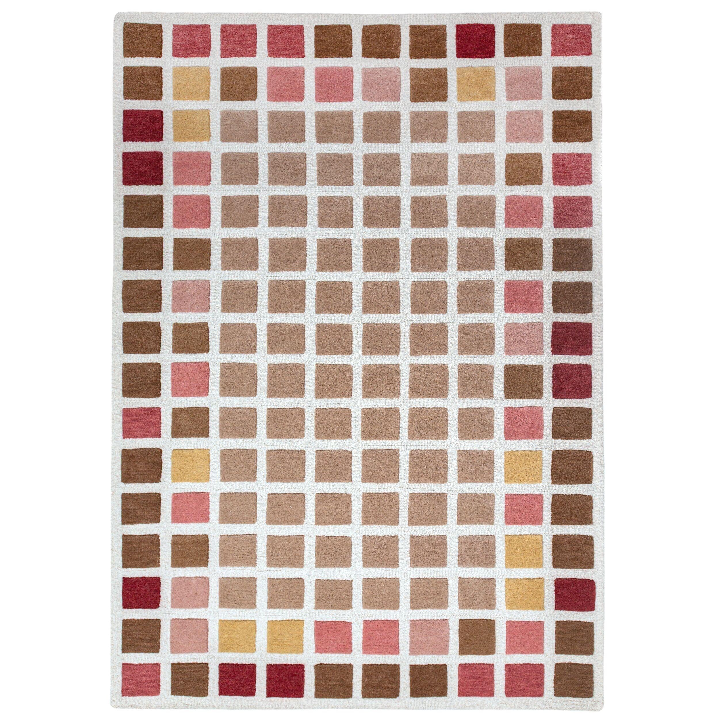 WOLLTEPPICH handgetuftet HAMPS, Quadratraster, Rosa, 160 x 230 cm - Rosa, Textil (160/230cm) - KADIMA DESIGN
