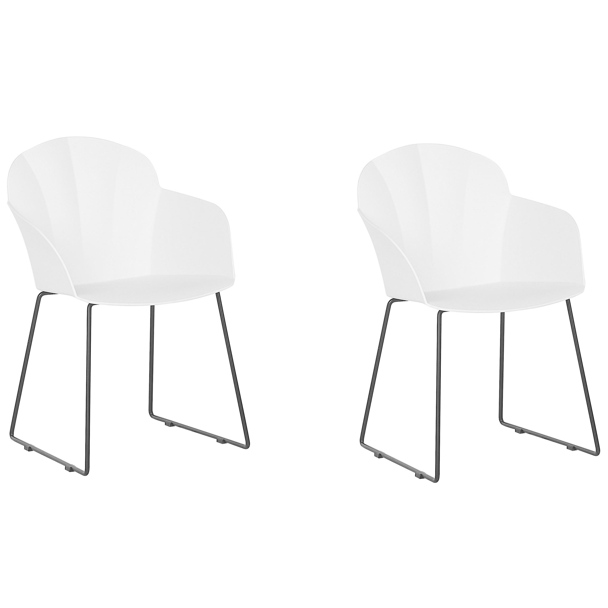 ESSZIMMERSTUHL 2er-Set Kunststoff Weiß Sylva - Weiß, Kunststoff/Metall (58/85/54cm) - Beliani