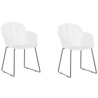 ESSZIMMERSTUHL 2er-Set Kunststoff Weiß Sylva - Weiß, Kunststoff/Metall (58/85/54cm) - Beliani