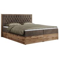 BOXBETT AMORE 200/200 Braun Velvet - H3 - Braun, Holz/Textil (200/200cm) - MKS