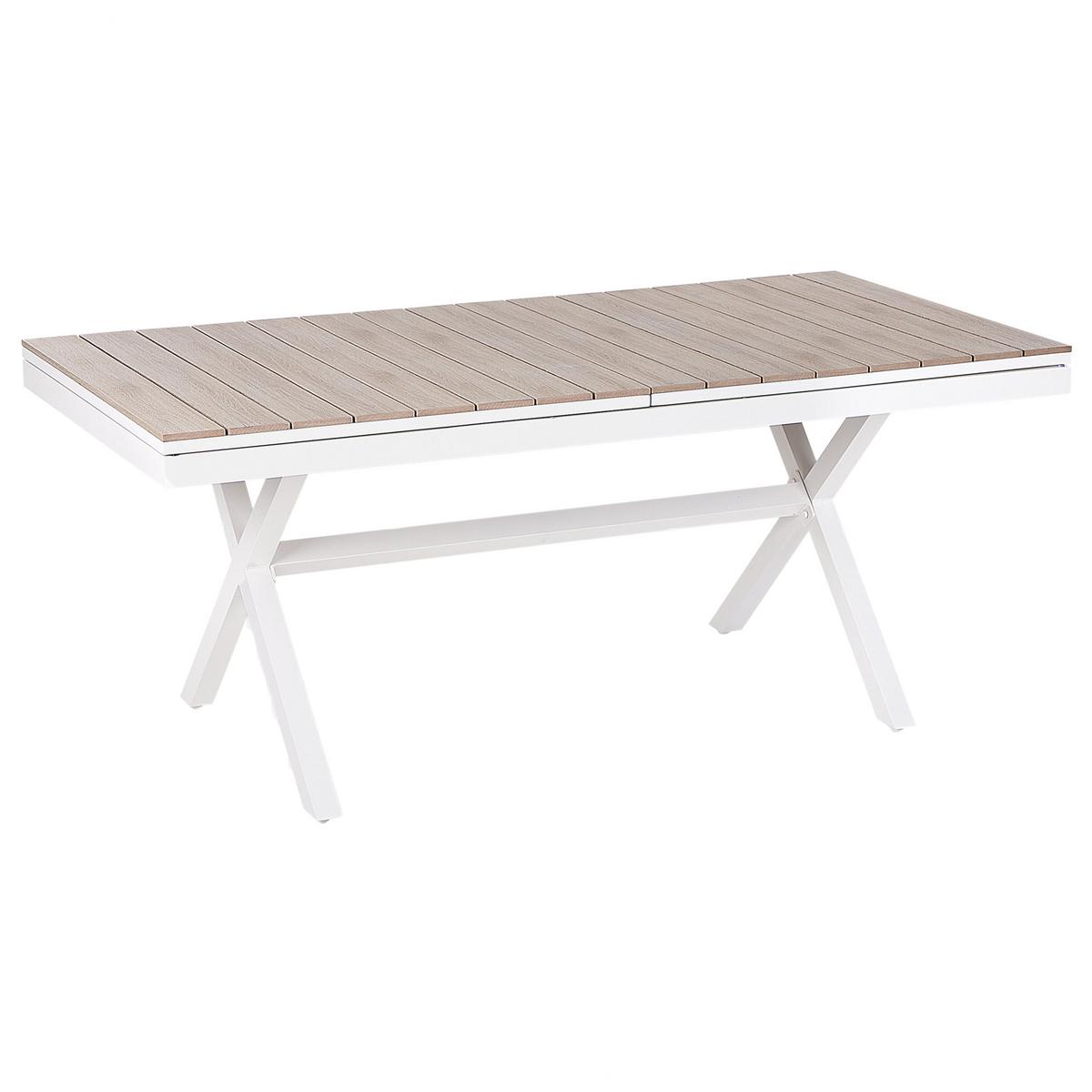 GARTENTISCH Heller Holzfarbton Fanes - Hellbraun/Weiß, Metall (184/90/76cm) - Beliani