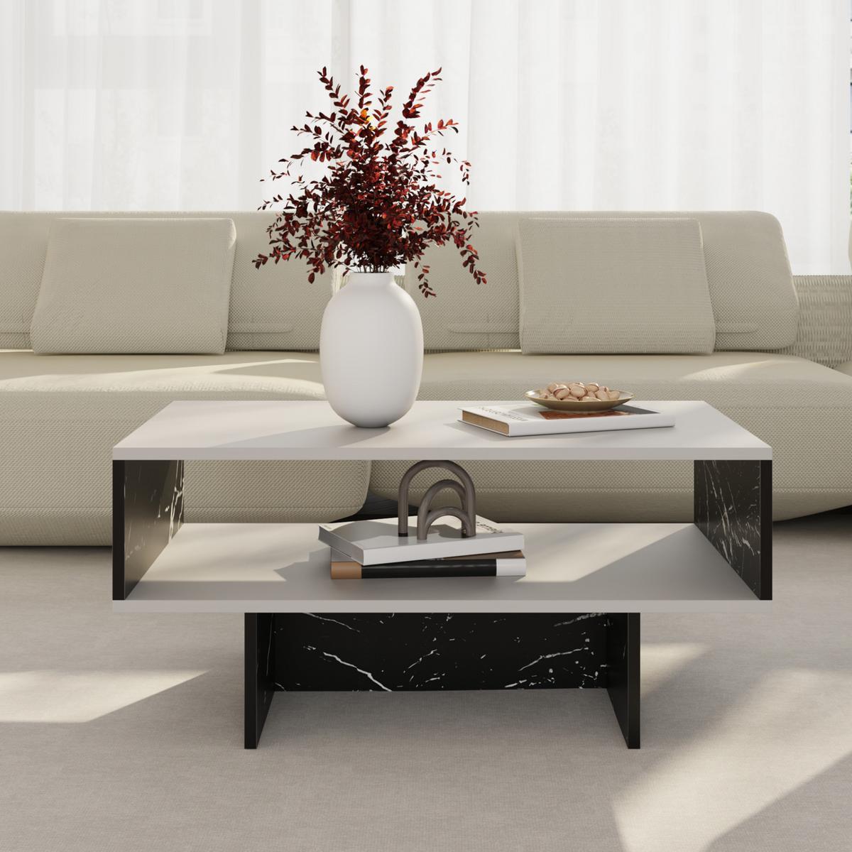 COUCHTISCH Mjölby 80/45/37 - Schwarz, Holzwerkstoff (45/80/37cm) - [en.casa]