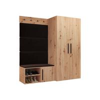 GARDEROBEN-SET Medi I - Schwarz/Braun, Holzwerkstoff/Kunststoff (80/191/50cm) - MIRJAN24